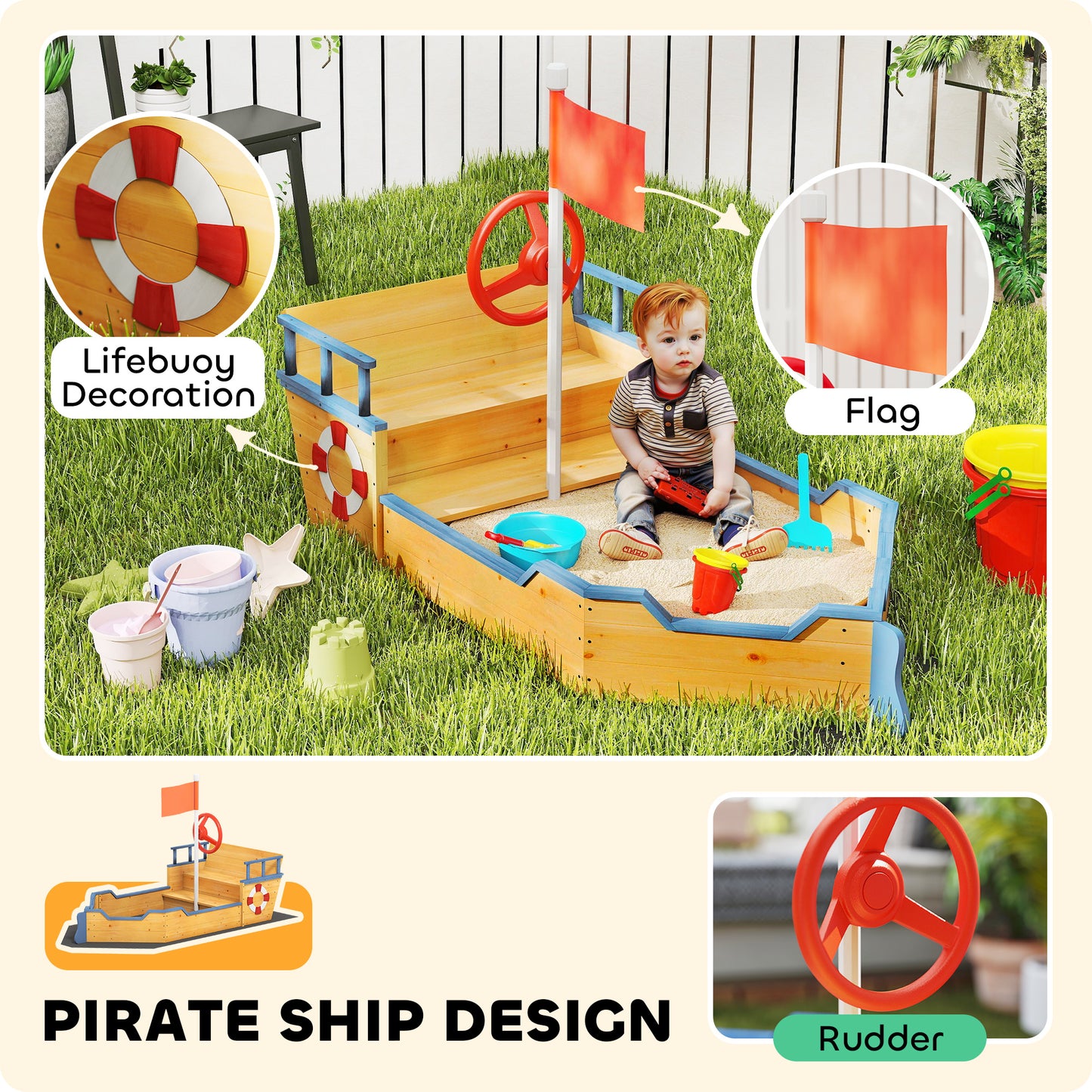 Qaba Kids Seesaw Safe Teeter Totter 2 Seats with Easy-Grip Handles Indoor Outdoor Living Room Playroom Backyard Equipment, for 12-48 Months, Multicolor