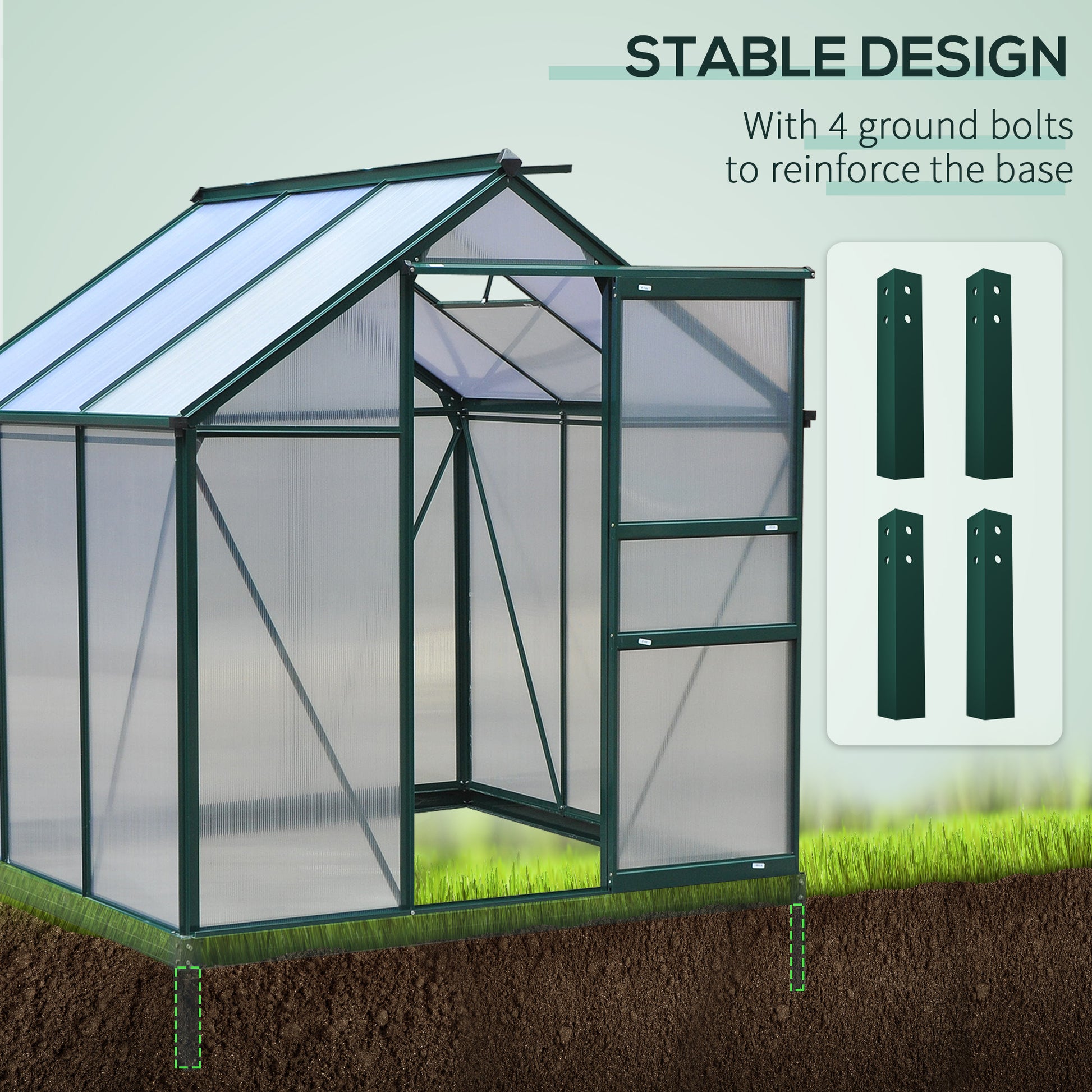 6.2' x 6.3' x 6.6' Clear Polycarbonate Greenhouse, Large Walk-In Green House Garden, Plants Grow, Galvanized Sheet  Fram