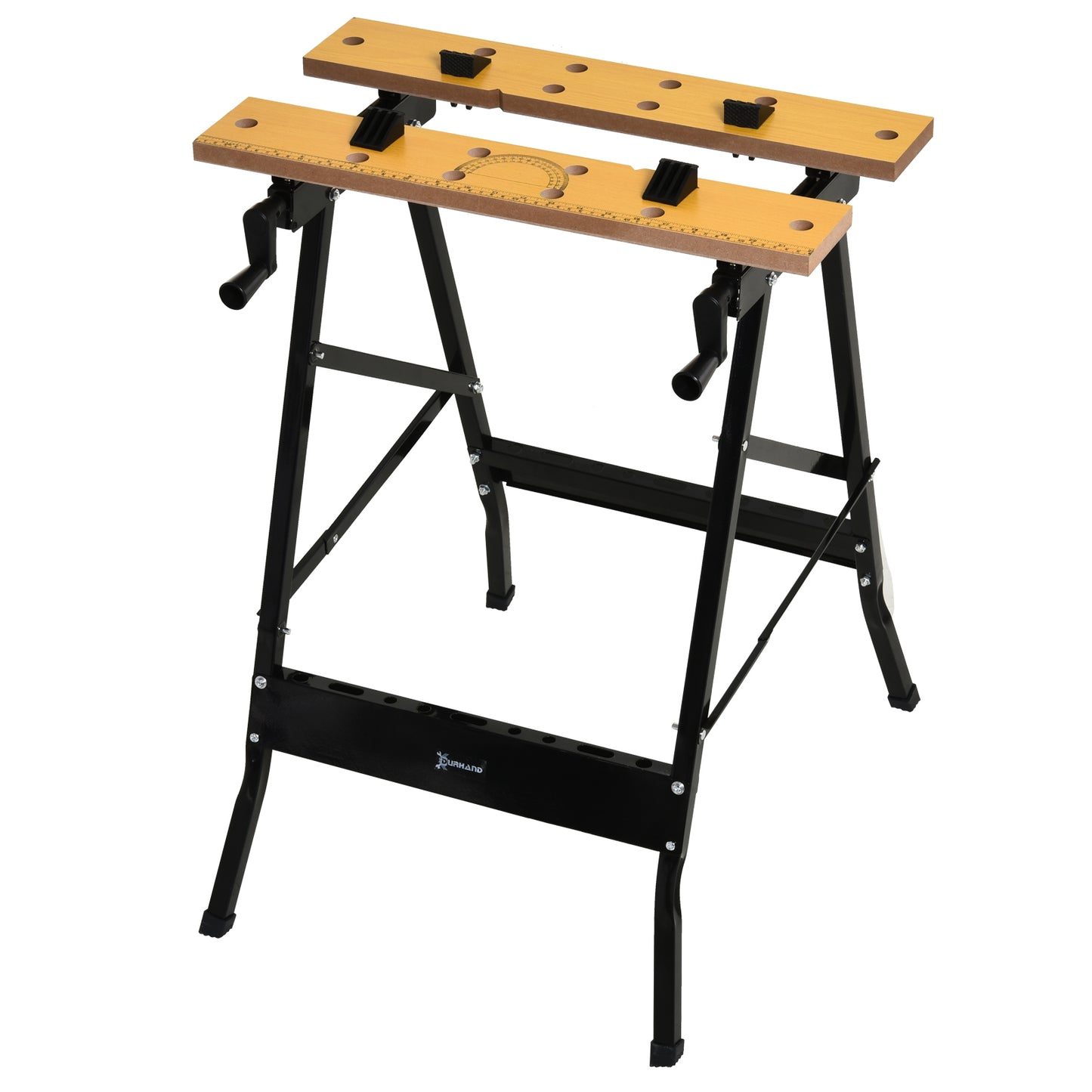 Foldable Work Bench w/ 4 Adjustable Clamps, Carpenter Saw Table, MDF Surface, Steel Frame, Portable Work Bench 100kg/220