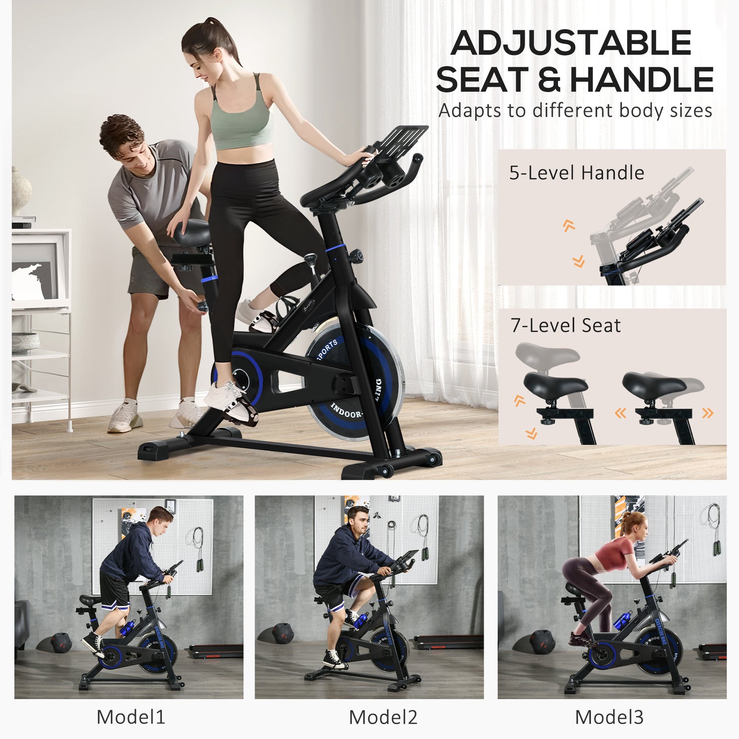 Soozier Adjustable Upright Stationary Exercise Bike w/ LCD Display, Indoor Cycling Bike for Home w/ Adjustable Resistanc