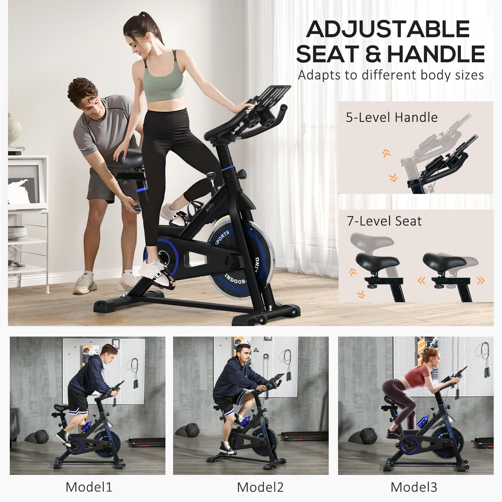 Soozier Adjustable Upright Stationary Exercise Bike w/ LCD Display, Indoor Cycling Bike for Home w/ Adjustable Resistanc