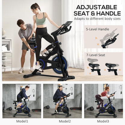 Soozier Adjustable Upright Stationary Exercise Bike w/ LCD Display, Indoor Cycling Bike for Home w/ Adjustable Resistanc