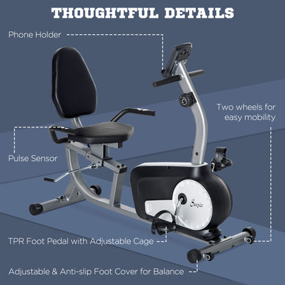 Soozier Exercise Bike, Stationary Bike with 8-Level Magnetic Resistance, LCD Display, Adjustable Seat and Backrest for H
