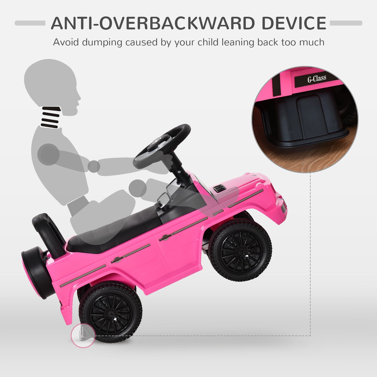 VarietyKart Compatible Baby Toddler Push Car Foot-to-Floor Ride-On Wheel Mercedes-Benz G350 Licensed Pink