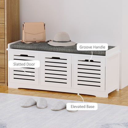 Upholstered Shoe Cabinet Storage Bench with Padded Cushion, with 3 drawer Enough Storage Space Bench Stool for Living Ro