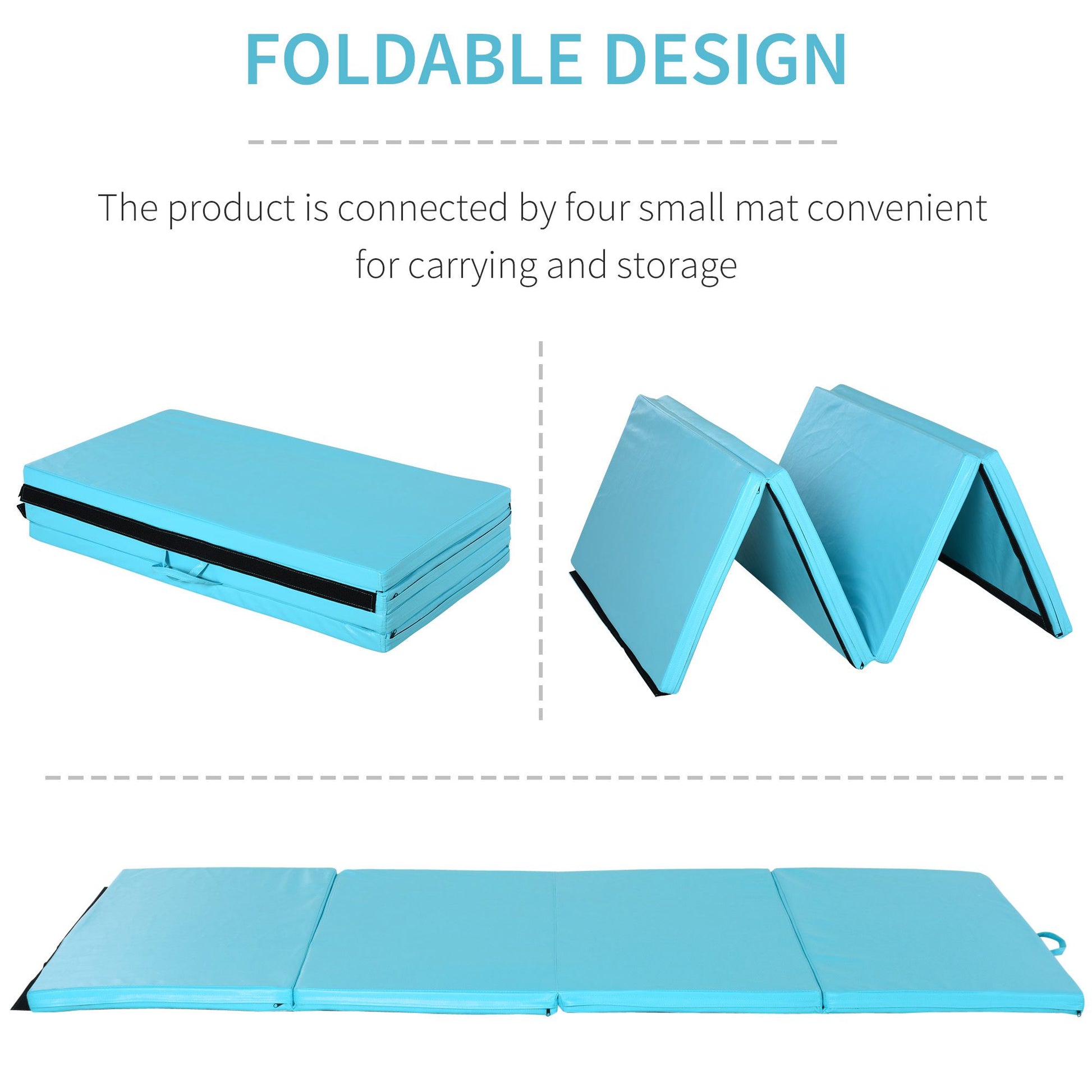 Soozier 4'x8'x2" Folding Gymnastics Tumbling Mat, Exercise Mat with Carrying Handles for Yoga, MMA, Martial Arts, Stretc