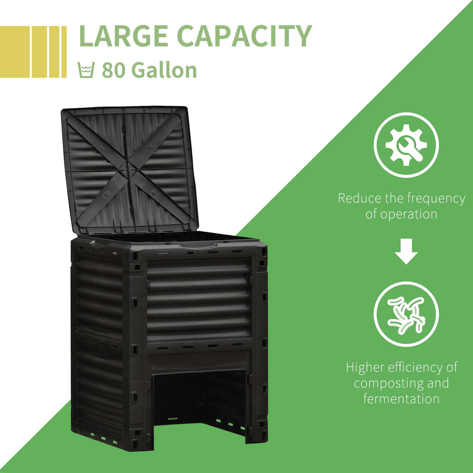 Garden Compost Bin Large Outdoor Compost Container 80 Gallon Fast Creation of Fertile Soil Aerating Compost Box, Easy As