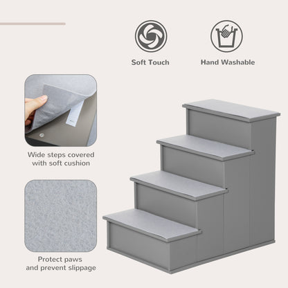 Dog Steps Pet Stairs for Bed Cat Ladder for Couch with Non-Slip Carpet, 15.7" x 23.2" x 21.3", Grey