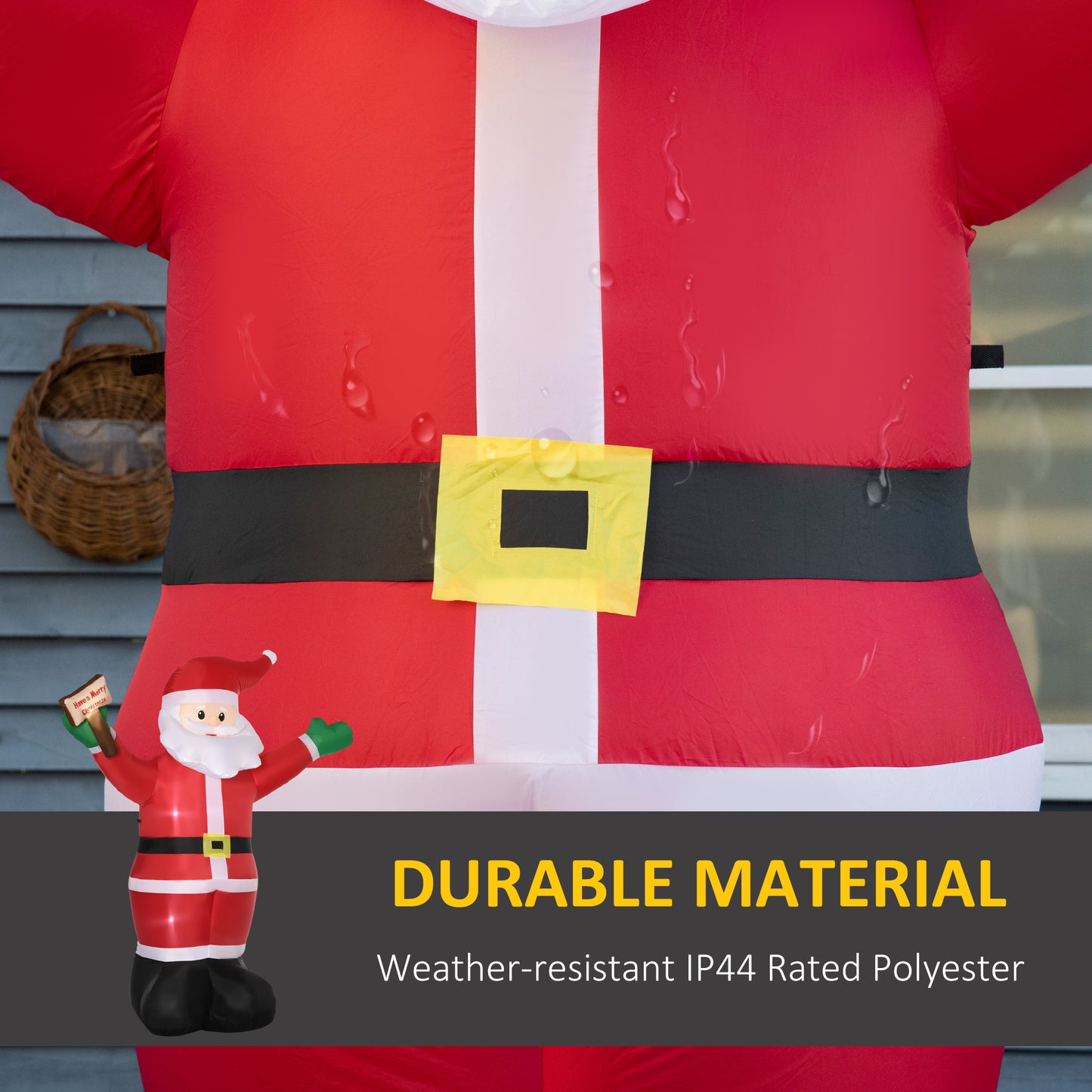 8ft Inflatable Christmas Santa Claus Holds Light Sign of Blessings, Blow-Up Outdoor LED Yard Display for Lawn Garden Par