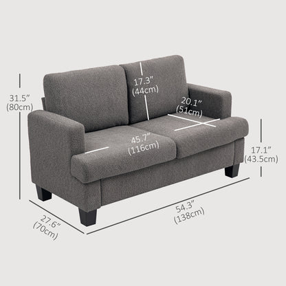 54.3" Loveseat Sofa, 2 Seater Sofa with Removable Cushions, Small Couch with Solid Wood Frame for Living Room, Dark Grey