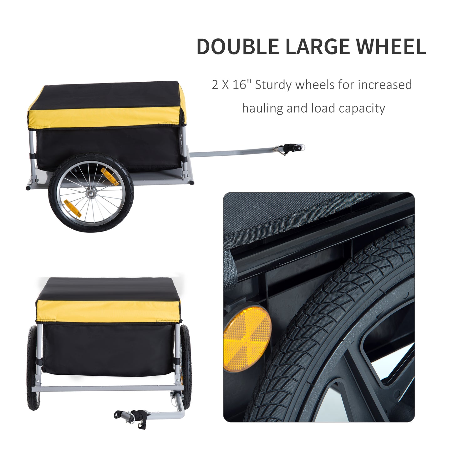 VarietyKart Bicycle Bike Cargo Trailer Garden Utility Cart Carrier Tool Yellow
