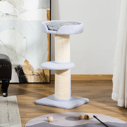 Cat Tree Kitty Tower with Sisal Mat Scratching Post, Cat Bed, Cushion, Perch, 18" x 18" x 36",  Light Blue