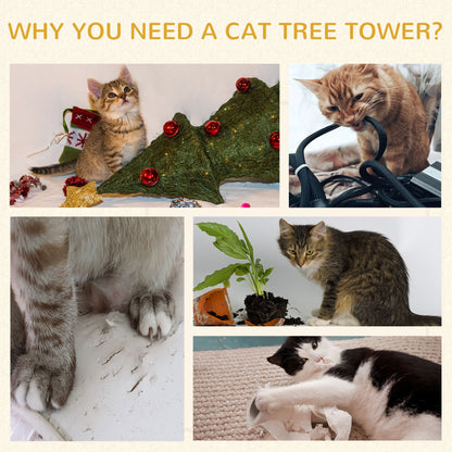 Cat Condo 3 Story Three Holes with Sisal Seaweed Scratching Cover Surface, Cat Tower for Indoor Cats, 15" x 28", Khaki a