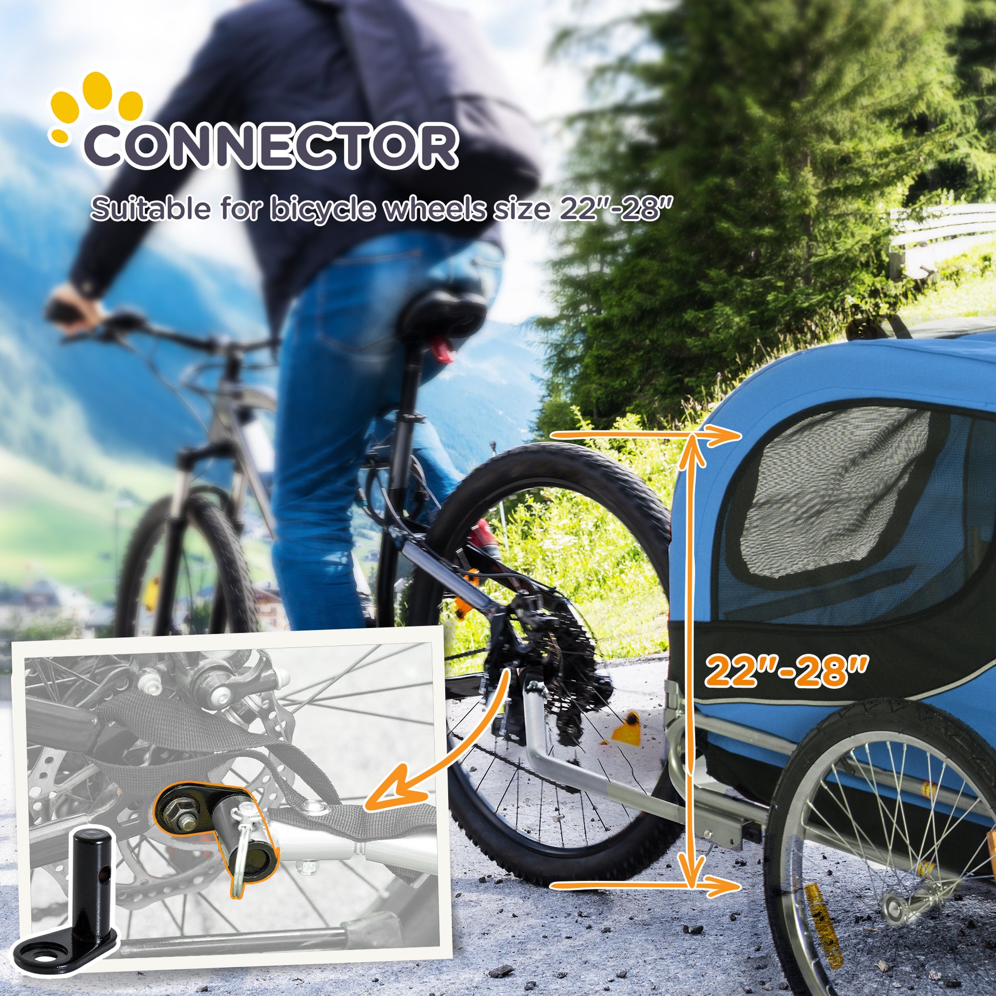 VarietyKart Dog Bike, Trailer Foldable Pet Cart, Bicycle Wagon, Cargo Carrier Attachment for Travelling w/ Safety Anchor