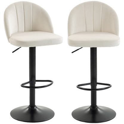 Bar Stools Set of 2, Swivel Counter Height Barstools with Footrest, Cream White