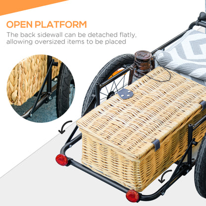 VarietyKart Steel Trailer for Bike, Bicycle Cargo Trailer with Foldable Storage Box and Safe Reflectors, Max Load 88LBS,