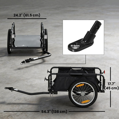 Soozier Bike Cargo Trailer, Bicycle Trailer Wagon Cart with Quick Release 16" Pneumatic Wheels, Red Flag