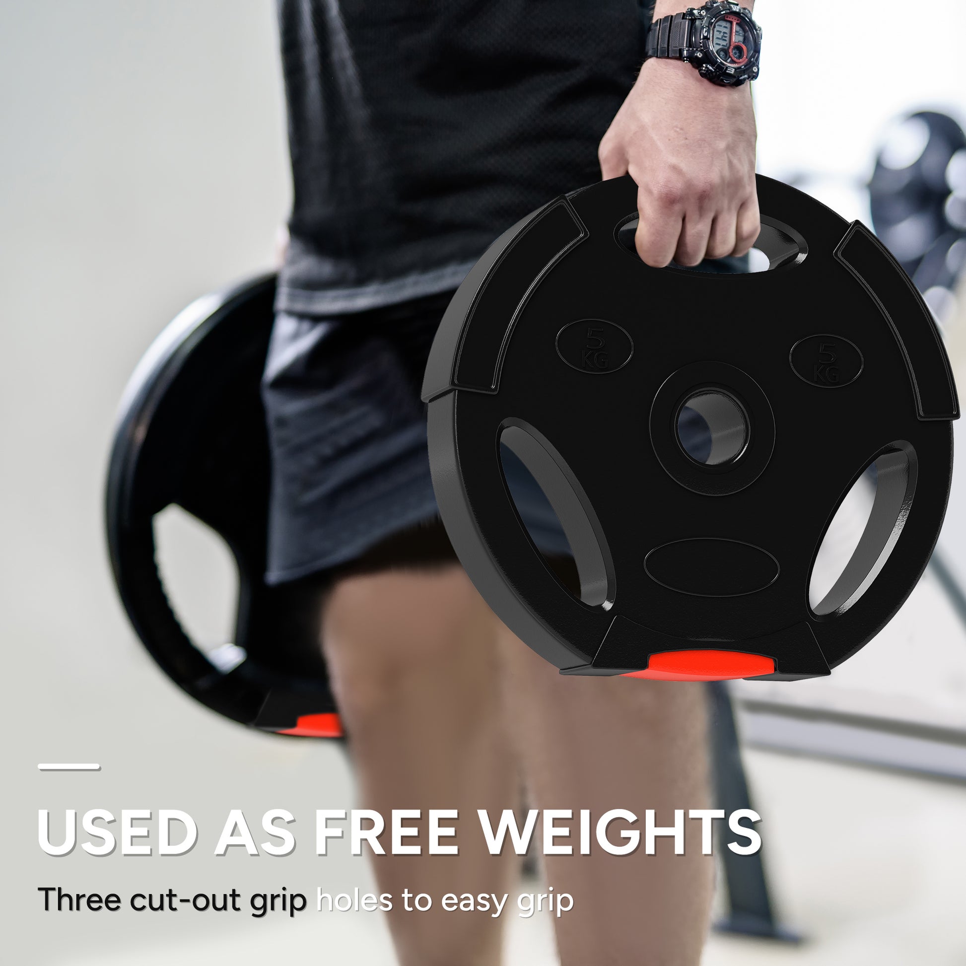 Soozier 1-Inch Weight Plates, Barbell Weights Set for Weightlifting and Strength Training, 2 x 17lbs + 2 x 11lbs
