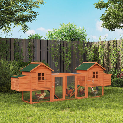 123" Extra Large Chicken Coop Wooden Poultry House Rabbit Hutch Hen Backyard with Outdoor Run Ramps and Nesting Boxes, O