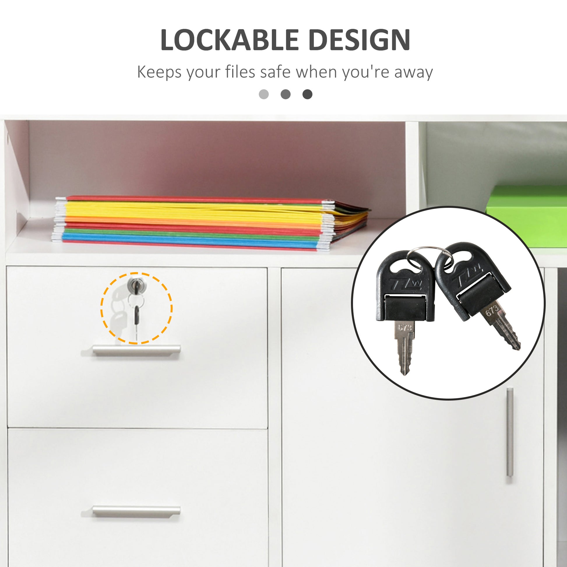 Lateral Filing Cabinet with Open Storage Shelf, Printer Stand Home Office Mobile File Cabinet with Wheels, Lockable Draw