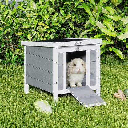 Wooden Rabbit Hutch, Bunny Cage with Waterproof & Openable Asphalt Roof, Outdoor Cat House Guinea Pig Cage Duck Shelter,