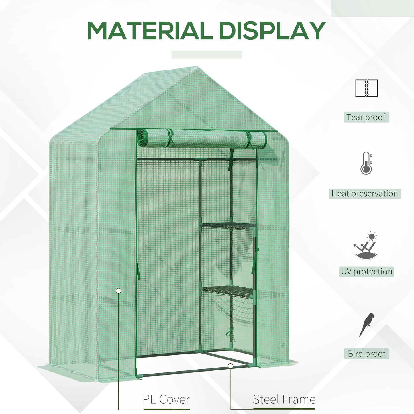55" x 28" x 75" Walk-in Greenhouse Portable Garden Plant Flower Seed Warm House with 4 Shelves Outdoor Plant Growth Hot 