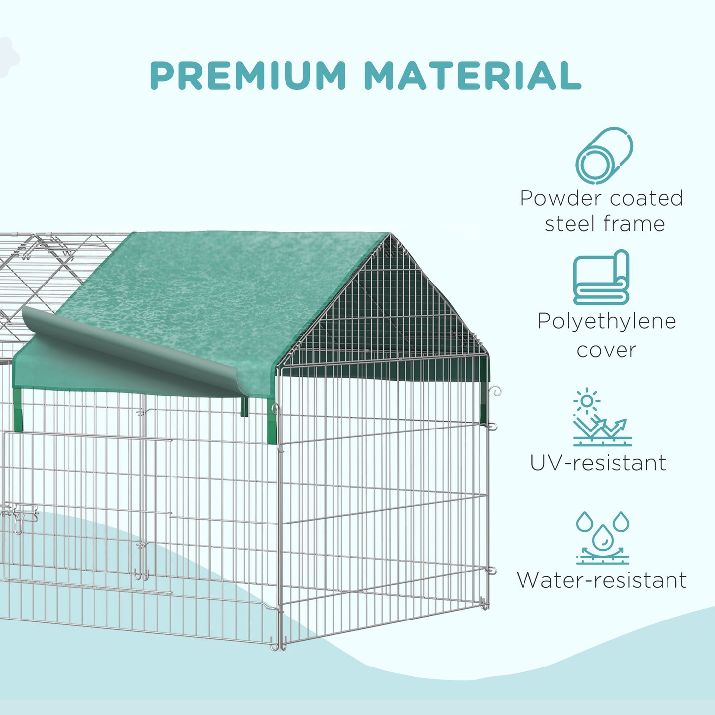 Pet Playpen with Roof, Metal Guinea Pig Cage, Rabbit Pen, Chicken Coop Run, Catio Cat Enclosure with Cover, Doors, Indoo
