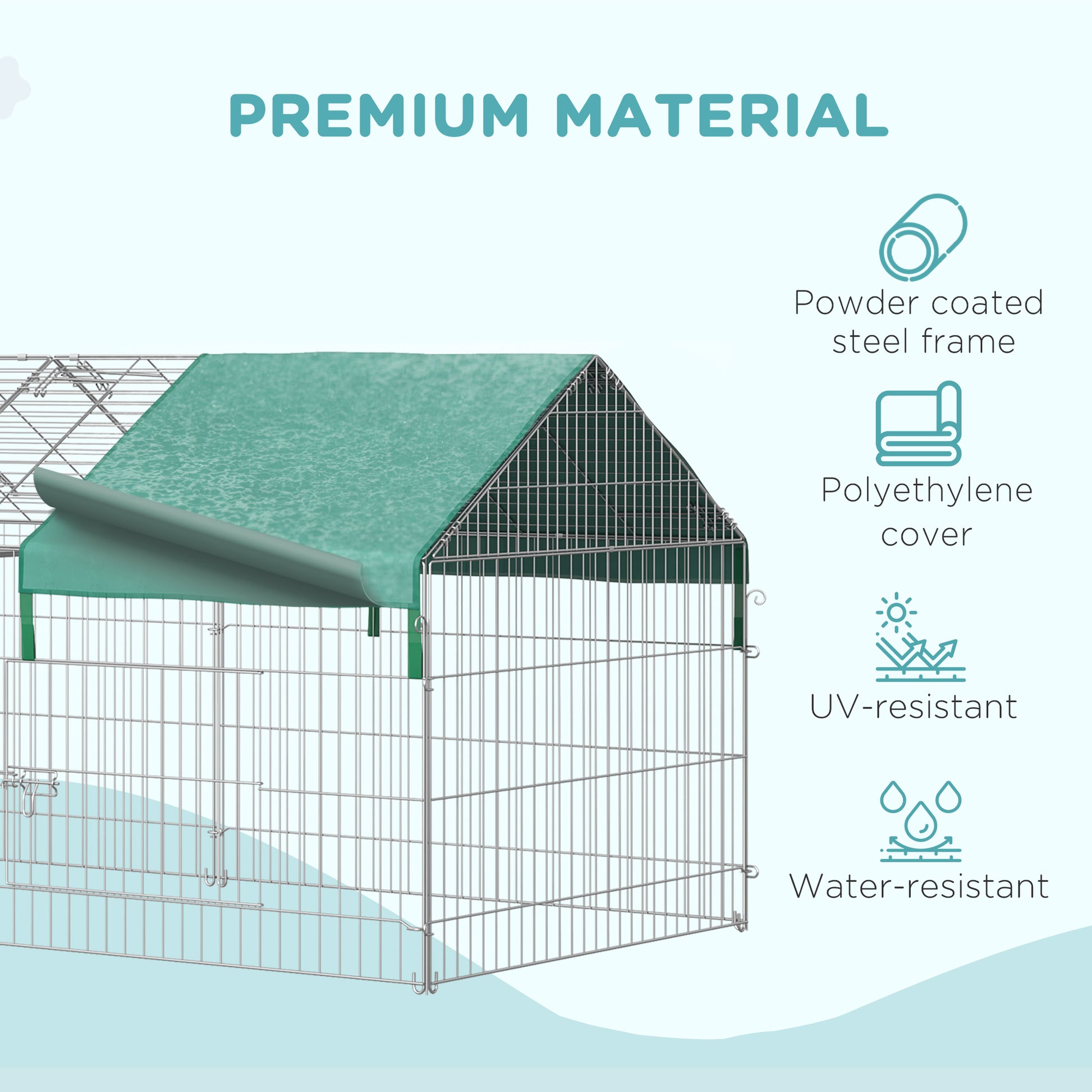 Pet Playpen with Roof, Metal Guinea Pig Cage, Rabbit Pen, Chicken Coop Run, Catio Cat Enclosure with Cover, Doors, Indoo