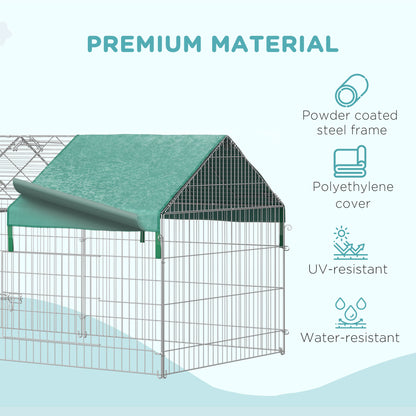 Pet Playpen with Roof, Metal Guinea Pig Cage, Rabbit Pen, Chicken Coop Run, Catio Cat Enclosure with Cover, Doors, Indoo