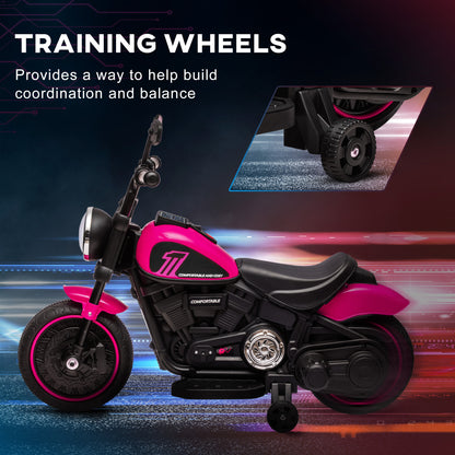 VarietyKart 6V Kids Motorcycle with Training Wheels, Foot Pedal, Headlight, Music, Forward/Reverse, Single-Button Start,