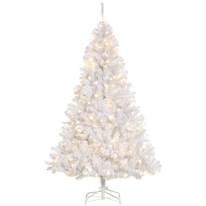 6FT Prelit Artificial Christmas Tree Warm White LED Light Holiday Home Xmas Decoration with Automatic Open, White