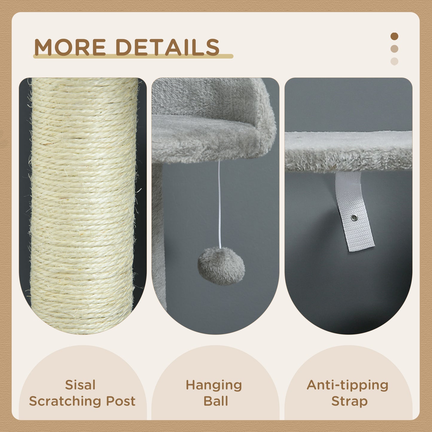 Tall Cat Tree for Indoor Cats, 56" Multi-Level Cat Tower with Hammock, Cat Bed, Cat Condo with Sisal Scratching Posts, G