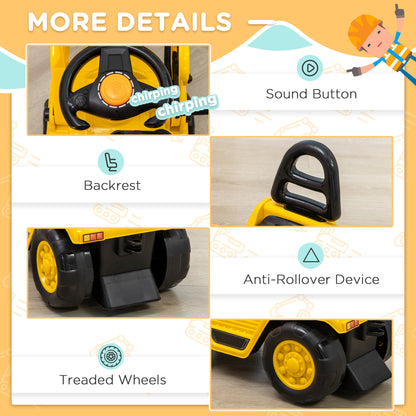 VarietyKart Ride On Excavator Toy No Power Digger with Realistic Sound Grabber Storage, for 2-4 Years Old, 32.7"x10.6"x1