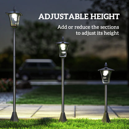 63" Single Solar Lamp Post, 40 Lumens Garden Solar-Powered LED Streetlight Style Outdoor Light Waterproof 5-6 Hours with