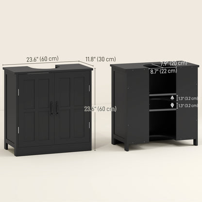 edestal Under Sink Cabinet, Bathroom Vanity Cabinet Storage with Double Doors and Adjustable Shelf, Black