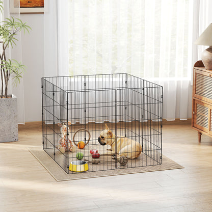 Foldable Metal Exercise Dog Playpen, Expandable Pet Fence for Small & Medium Dogs, 20" x 32", 8 Panels, Black