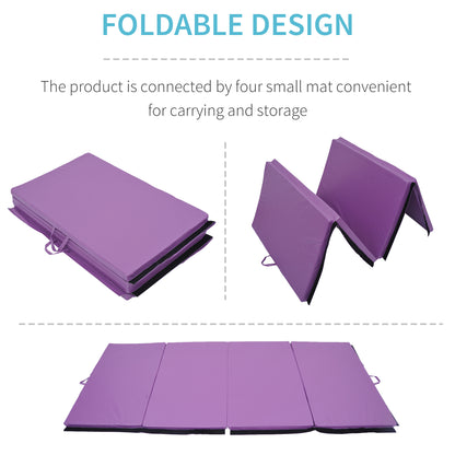 Soozier 4'x10'x2'' Folding Gymnastics Tumbling Mat, Exercise Mat  with Carrying Handles for Yoga, MMA, Martial Arts, Str