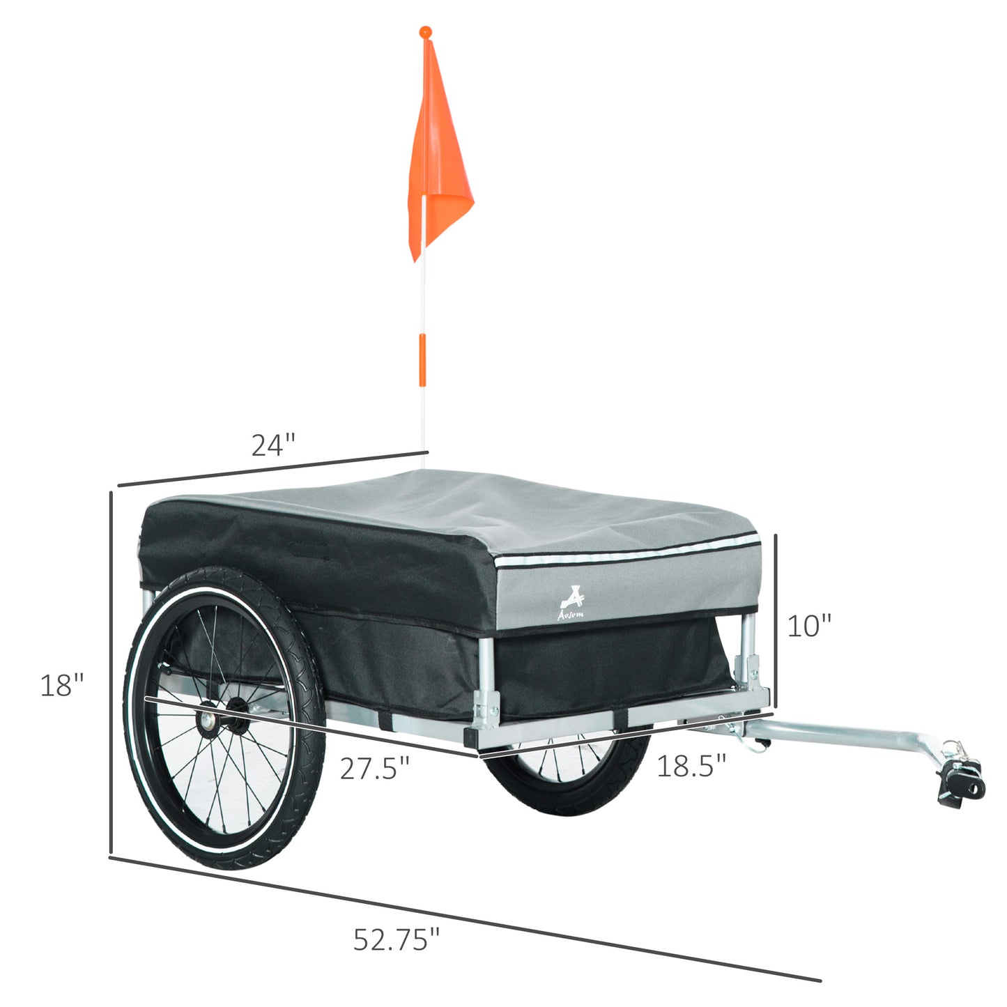 VarietyKart Outdoor Bike Cargo Trailer, Foldable Bicycle Luggage Wagon, Triple Safety, 16" Wheels, Removable Cover, Blac