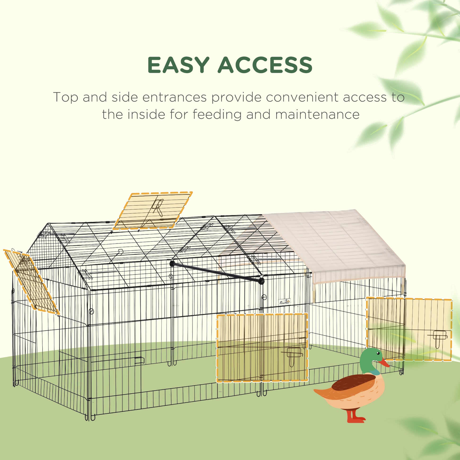 Pet Playpen with Roof, Metal Guinea Pig Cage, Rabbit Pen, Chicken Coop Run, Catio Cat Enclosure with Cover, Doors, Indoo