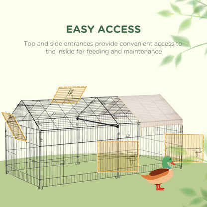 Pet Playpen with Roof, Metal Guinea Pig Cage, Rabbit Pen, Chicken Coop Run, Catio Cat Enclosure with Cover, Doors, Indoo