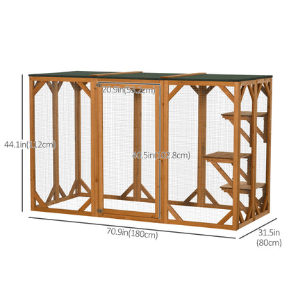 71"L Catio Outdoor Cat Enclosure, Indoor Cat Cage, Pet House, Small Animal Hutch for 1-2 Rabbit, Kitten, Kitty Crate Ken