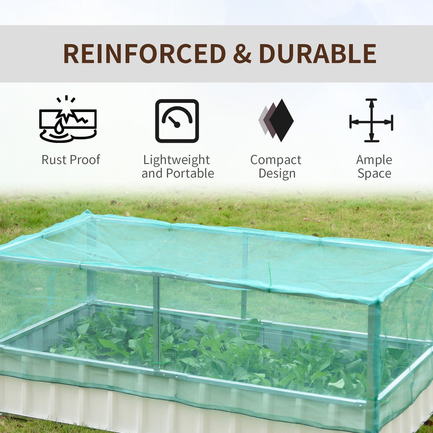 Raised Garden Bed, 5.7 x 3 x 2.3ft Steel Planter Box Outdoor with Cover, Gloves for Growing Vegetables, Flowers, Herbs, 