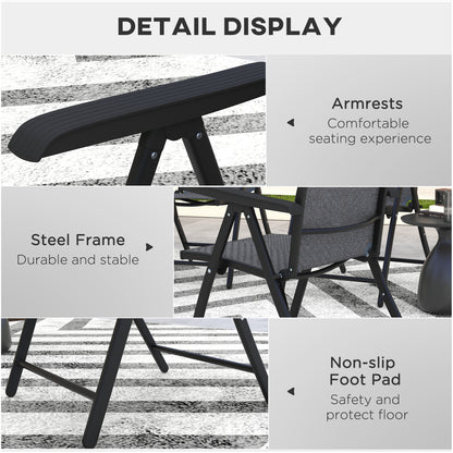 2PCs Outdoor Wicker Folding Chairs with Adjustable Backrest, Grey