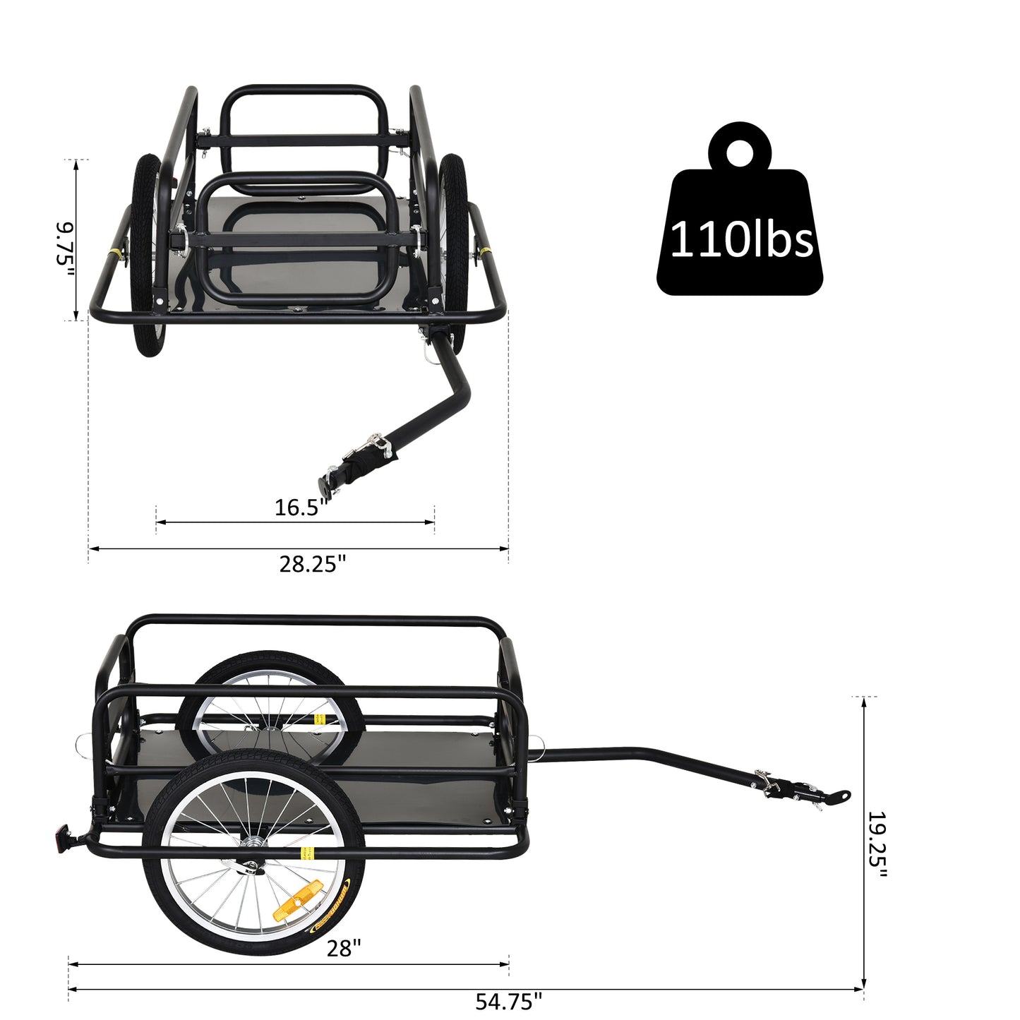 VarietyKart Folding Bicycle Cargo Trailer Wagon Utility Bike Cart Carrier Garden Patio Tool New