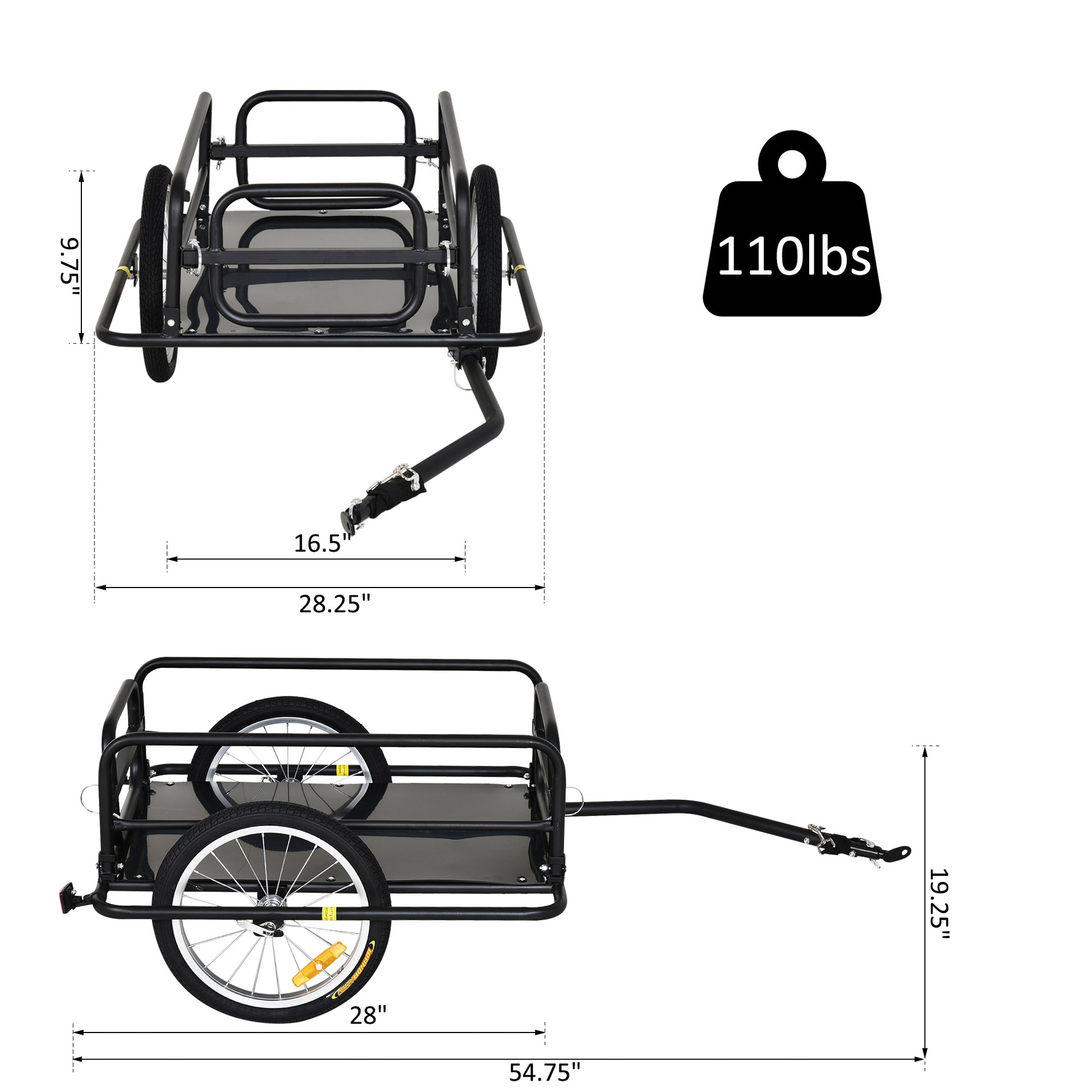 VarietyKart Folding Bicycle Cargo Trailer Wagon Utility Bike Cart Carrier Garden Patio Tool New