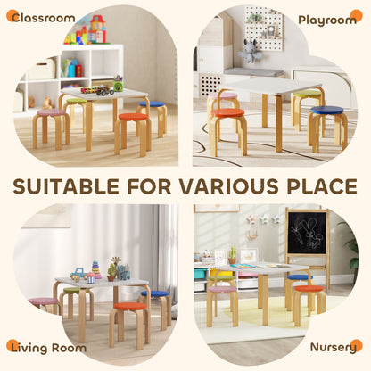 Qaba Kids Table and Chair Set, 5-Piece Children Furniture Set, Kids Table and 4 Chair Set for Daycare, Classroom, Playro