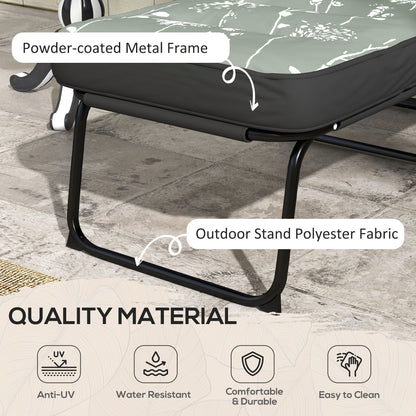 Outdoor Lounge Chair with Padded Cushion, Folding Reclining Patio Garden Chair with Recline Back, Footrest, for Poolside