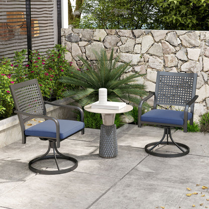 2 Pieces Patio Swivel Chairs with Cushion, Outdoor Swivel Rocker with Curved Armrests, Backrest for Garden, Balcony, Por