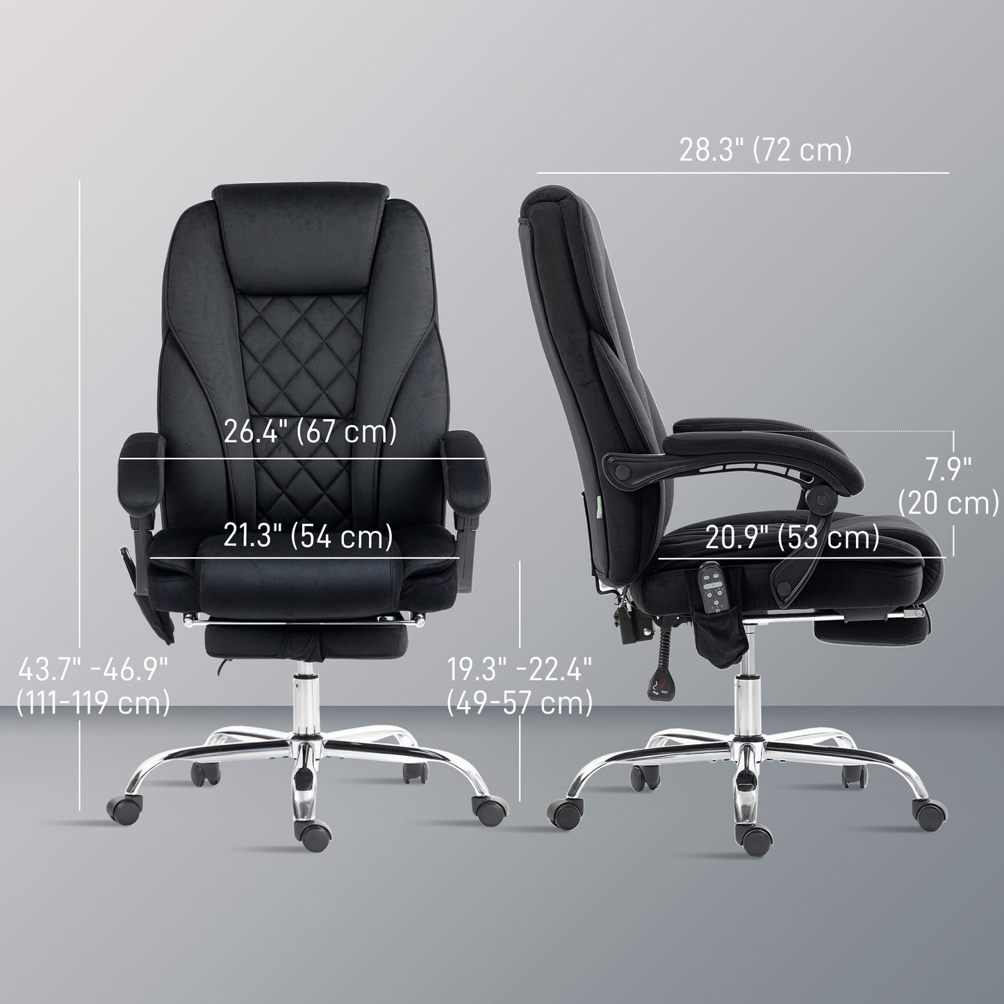 Massage Office Chair, Reclining Computer Chair with Adjustable Height and Footrest, Black