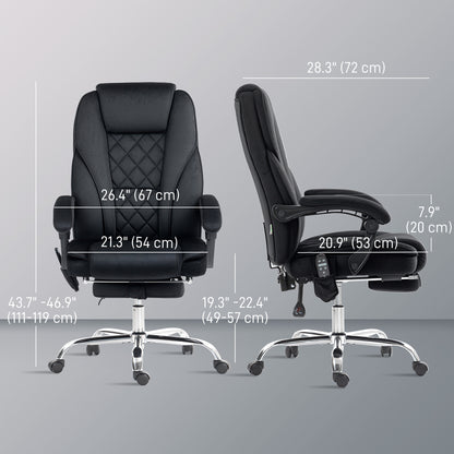 Massage Office Chair, Reclining Computer Chair with Adjustable Height and Footrest, Black